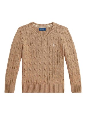 POLO RALPH LAUREN: Strickpullover mit Rundhalsausschnitt - Rundhalspullover - Camel