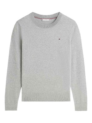 TOMMY HILFIGER: Strickpullover mit Rundhalsausschnitt - Rundhalspullover - Grau