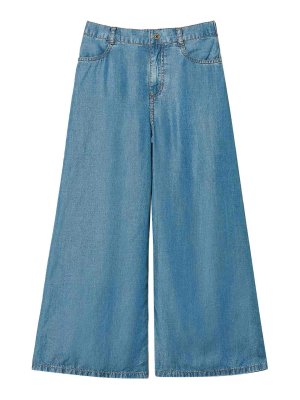 TWINSET: casual trousers - Pantalone Cropped In Chambray