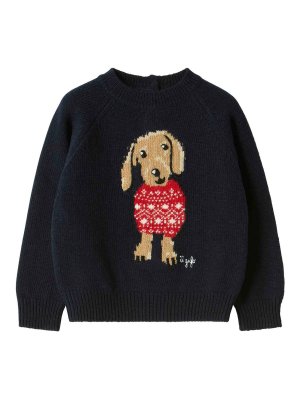 Il Gufo: Strickpullover mit Rundhalsausschnitt - Rundhalspullover - Blau