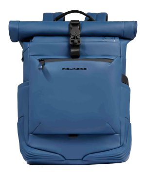 PIQUADRO: backpacks - Roll-Top Fabric Backpack