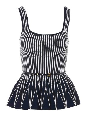 ELISABETTA FRANCHI: Tops & Tank tops - Black And White Pattern Top