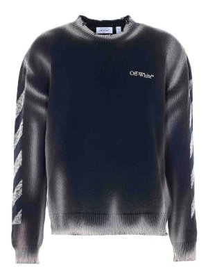 OFF-WHITE: Strickpullover mit Rundhalsausschnitt - Rundhalspullover - Schwarz