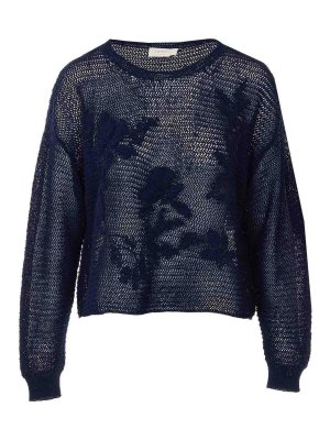 TWINSET: crew necks - Blue Knitted Sweater