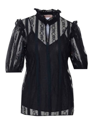 TWINSET: t-shirts - Black Lace T-Shirt