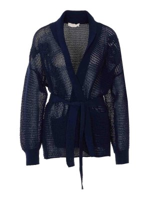 TWINSET: cardigans - Blue Knitted Caridgan
