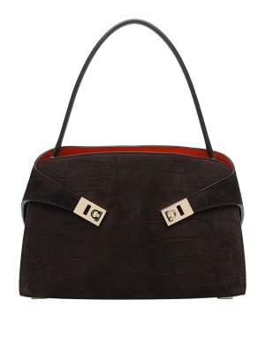FERRAGAMO: shoulder bags - Brown Small Hug Shoulder Bag