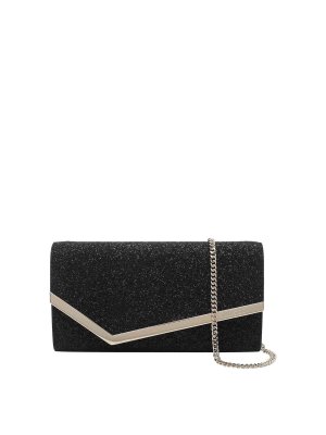 JIMMY CHOO: clutches - Black Emmie Clutch