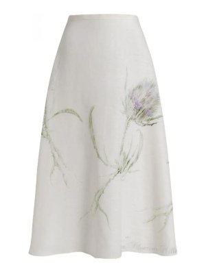 ALBERTA FERRETTI: Knee length skirts & Midi - Linen Skirt