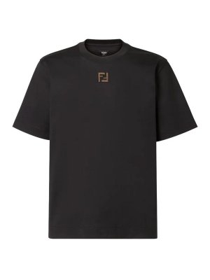 FENDI: t-shirts - Regular T-Shirt With Corduroy `Ff`
