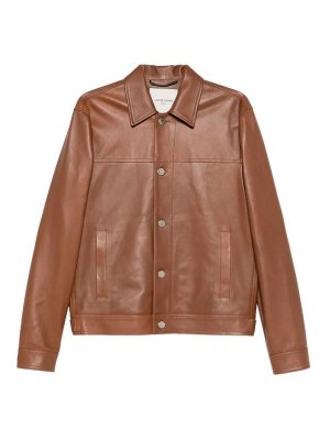 JACOB COHEN: leather jacket - `Trucker` Leather Jacket