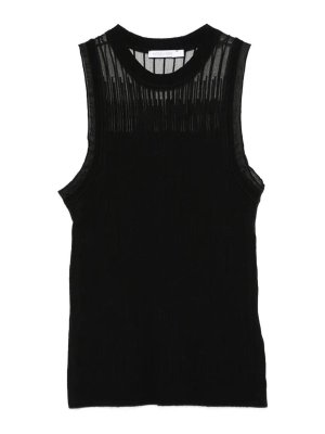 PATRIZIA PEPE: Strickpullover mit Rundhalsausschnitt - Rundhalspullover - Schwarz