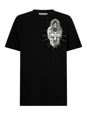 PHILIPP PLEIN: t-shirts - Round-Neck T-Shirt Skull Tattoo