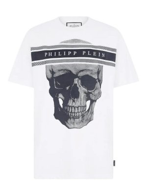 PHILIPP PLEIN: t-shirts - Round Neck T-Shirt Skull Logo Line