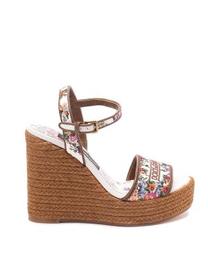 DOLCE & GABBANA: sandals - Wedge Sandals With Majolica Embroidery