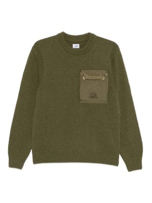 C.P. COMPANY: Pull col rond - Pull Col Rond - Vert