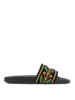CASABLANCA: sandals - Embroidered Terry Slider Sandals