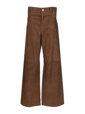 S MAX MARA: レザートラウザー - レザーパンツ - ブラウン