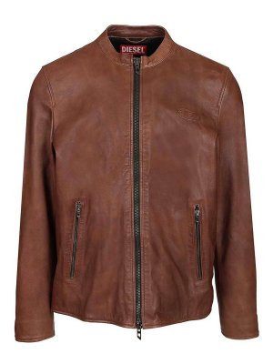 DIESEL: レザージャケット - レザージャケット - ブラウン
