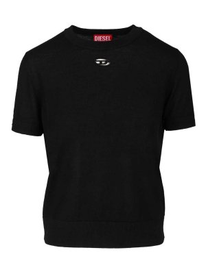 DIESEL: Strickpullover mit Rundhalsausschnitt - Rundhalspullover - Schwarz