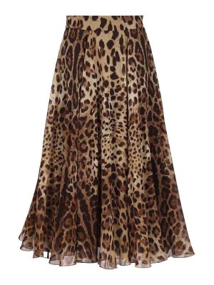 DOLCE & GABBANA: gonne al ginocchio  e longuette - Gonna a ruota in chiffon stampato