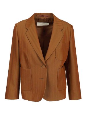DRIES VAN NOTEN: blazers - Short Striped Wool Twill Blazer