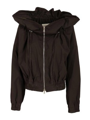 DRIES VAN NOTEN: casual jackets - Cotton Blend Ruffled Jacket