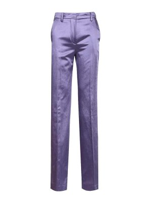 DRIES VAN NOTEN: pantaloni casual - Pantaloni Dritti In Raso Di Misto Cotone