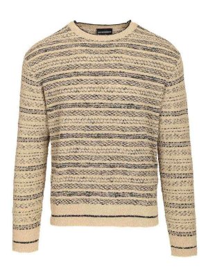EMPORIO ARMANI: crew necks - Triped Crewneck Cotton-Blend Jumper