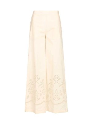 FORTE FORTE: casual trousers - Lunamaris Embroidery Co Popline Cropped Pants