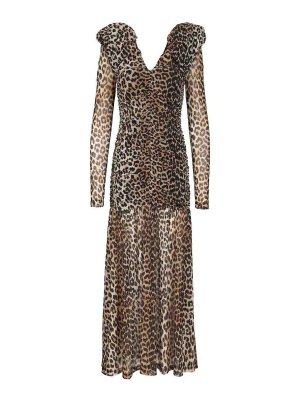 GANNI: Vestidos media pierna - Vestido Midi - Estampado Animalier