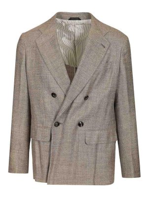 GIORGIO ARMANI: blazers - Double-Breasted Linen Blend Blazer