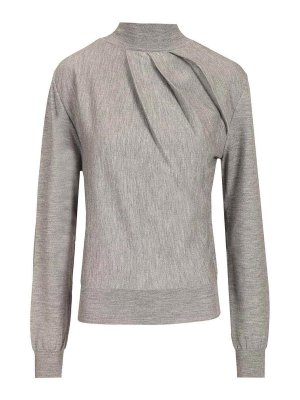 GIVENCHY: Turtlenecks & Polo necks - Draped Wool Blend Turtleneck Sweater