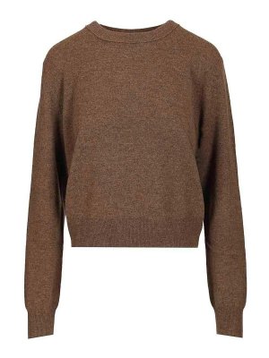 LISA YANG: Strickpullover mit Rundhalsausschnitt - Rundhalspullover - Braun