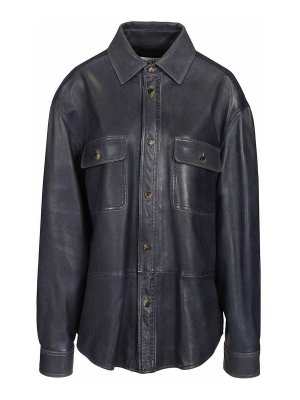 LOEWE: Vestes en cuir - Blouson En Cuir - Bleu