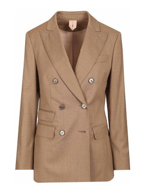 Max Mara: blazers - Double-Breasted Wool Twill Blazer Cupola