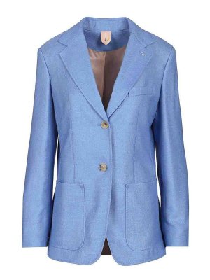 Max Mara: blazers - Single-Breasted Wool And Silk Canvas Blazer