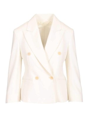 Max Mara: blazers - Wool Canvas Crop Blazer