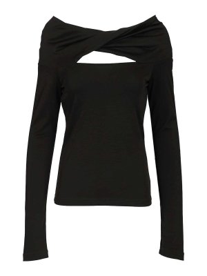Max Mara: Tops & Tank tops - Orafo Off-Shoulder Top In Virgin Wool