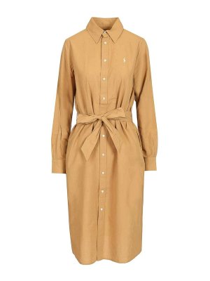 POLO RALPH LAUREN: ニーレングスドレス - 膝丈ドレス - ベージュ
