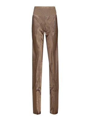RICK OWENS: casual trousers - Bias Satin Flared Trousers