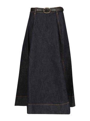 Self Portrait: Jupes midi et au genou - Jupe Midi - Bleu