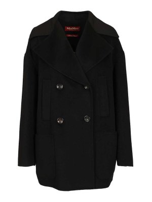 MAX MARA STUDIO: blazers - Double-Breasted Wool And Cashmere Jacket