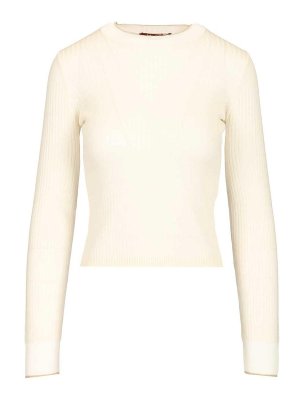 MAX MARA STUDIO: Strickpullover mit Rundhalsausschnitt - Rundhalspullover - Weiß