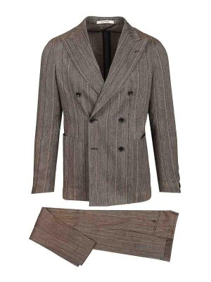 TAGLIATORE: casual suits - Monecarlo Double-Breasted Suit In Linen Blend