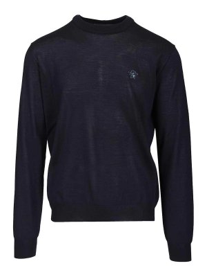 VERSACE: crew necks - Medusa Sweater In Wool Silk And Cashmere