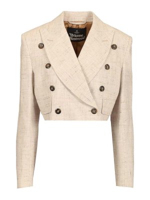 VIVIENNE WESTWOOD: blazers - Double-Breasted Cropped Blazer