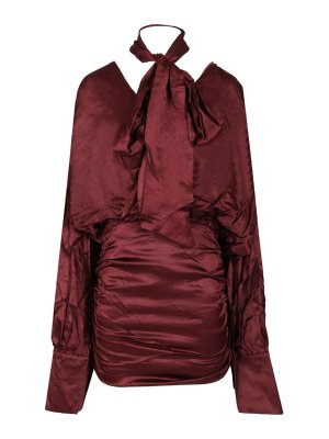 ROTATE Birger Christensen: ニーレングスドレス - 膝丈ドレス - ダークレッド