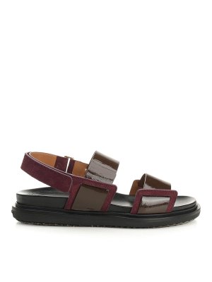Marni: sandals - Fussbett Two-Tone Leather Slingback Sandals