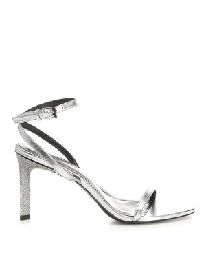 TORY BURCH: sandali - Sandali In Pelle Metallizzata Con Cristalli